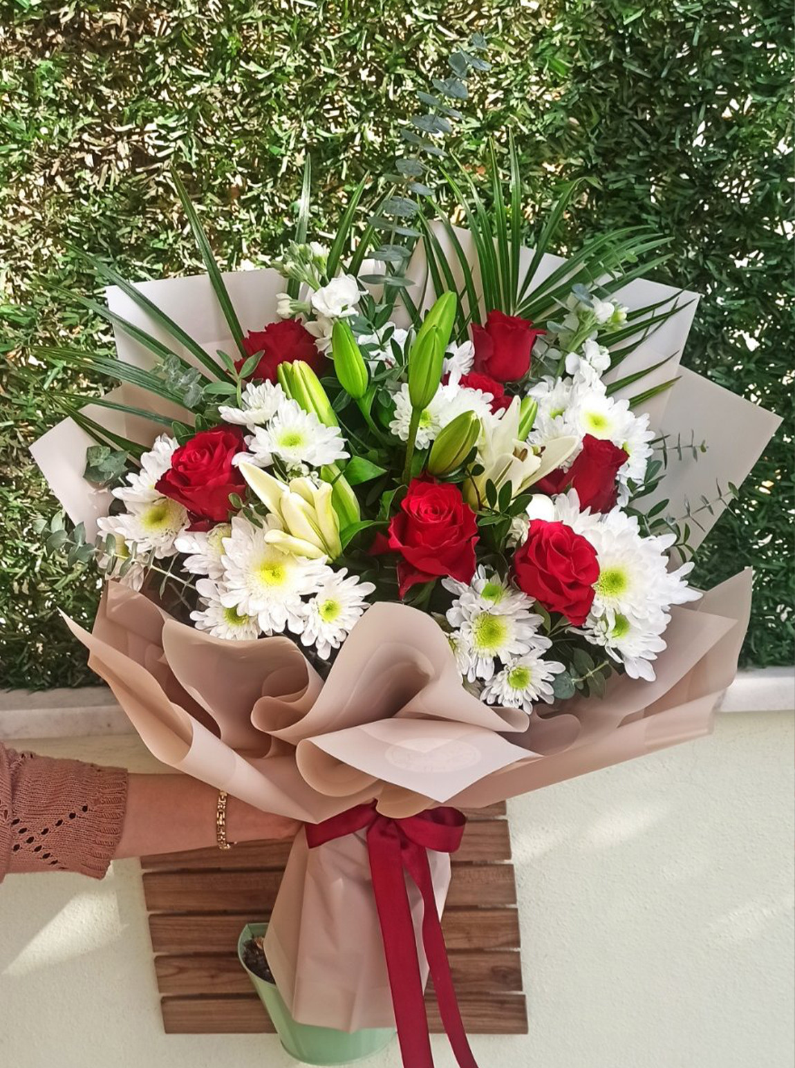 Papatya Gül Lilyum Buketi