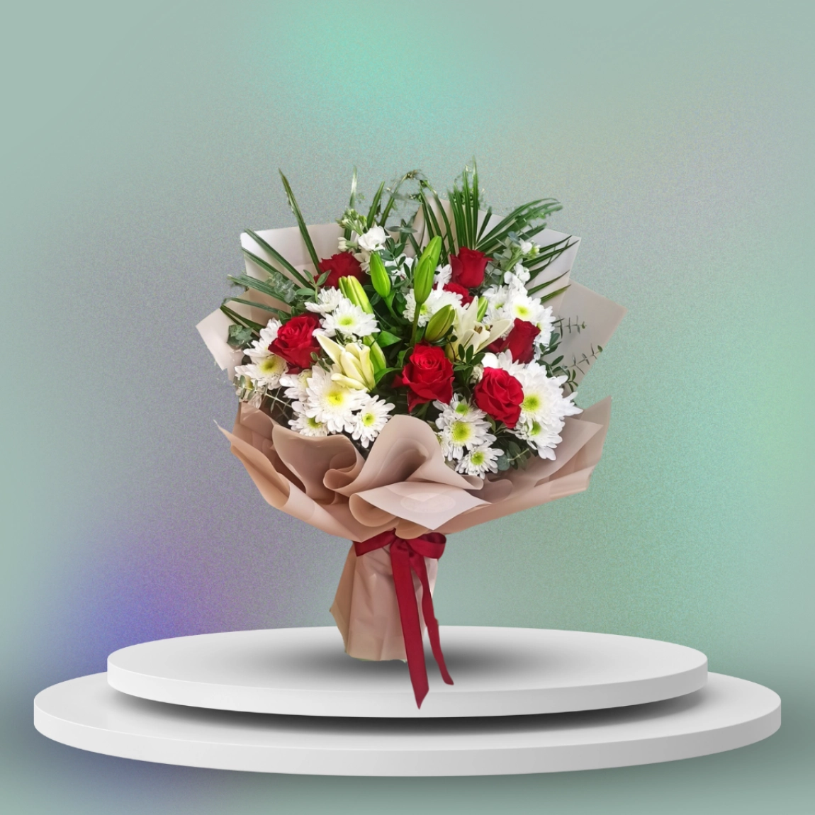 Papatya Gül Lilyum Buketi