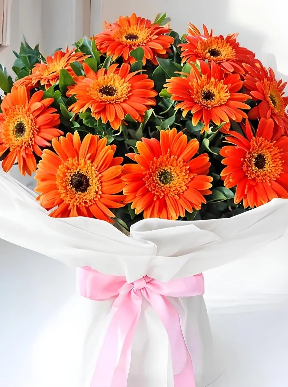 15 Adet Turuncu Gerbera Buketi