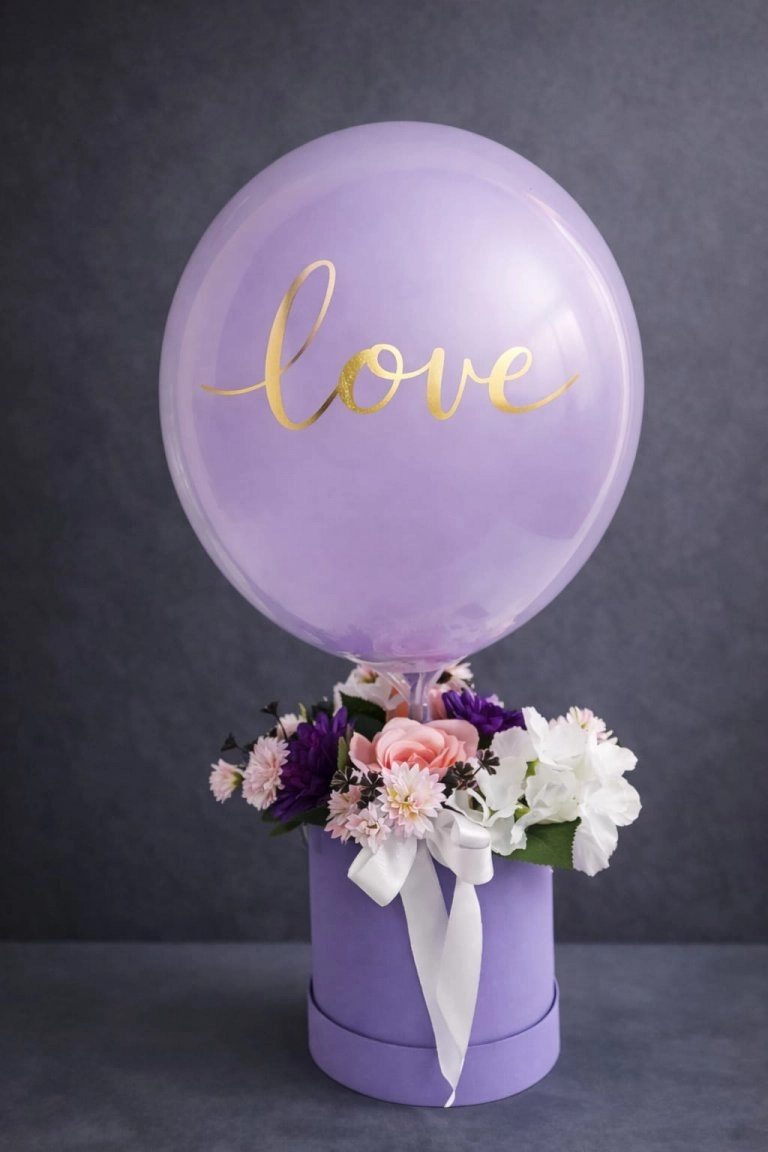 Lila Aşk – Love Balonlu Zarif Aranjman