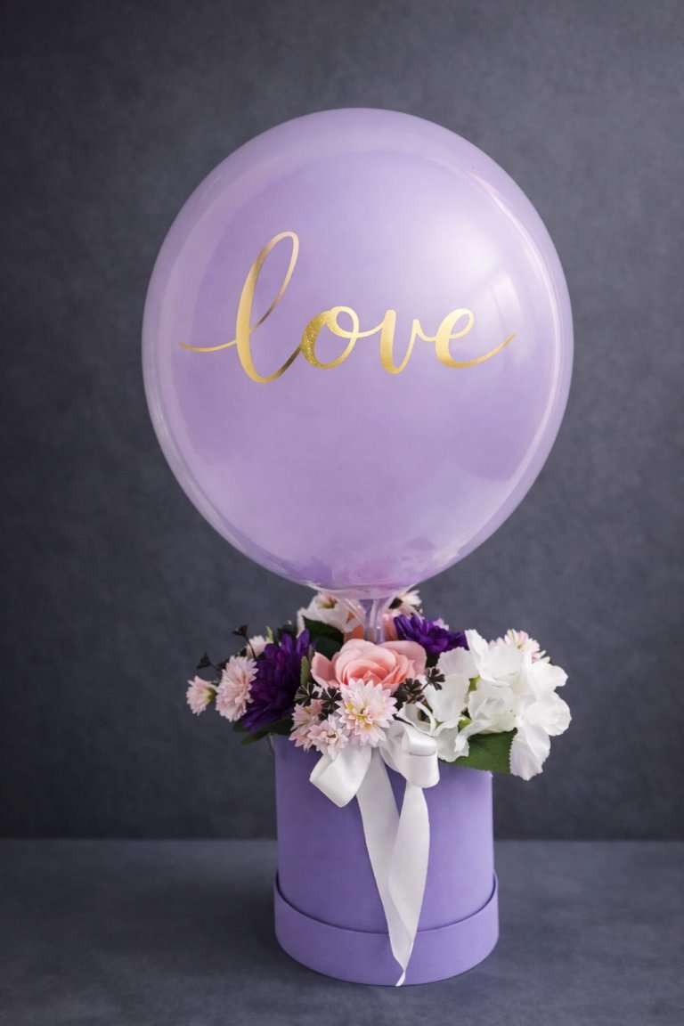 Lila Aşk – Love Balonlu Zarif Aranjman
